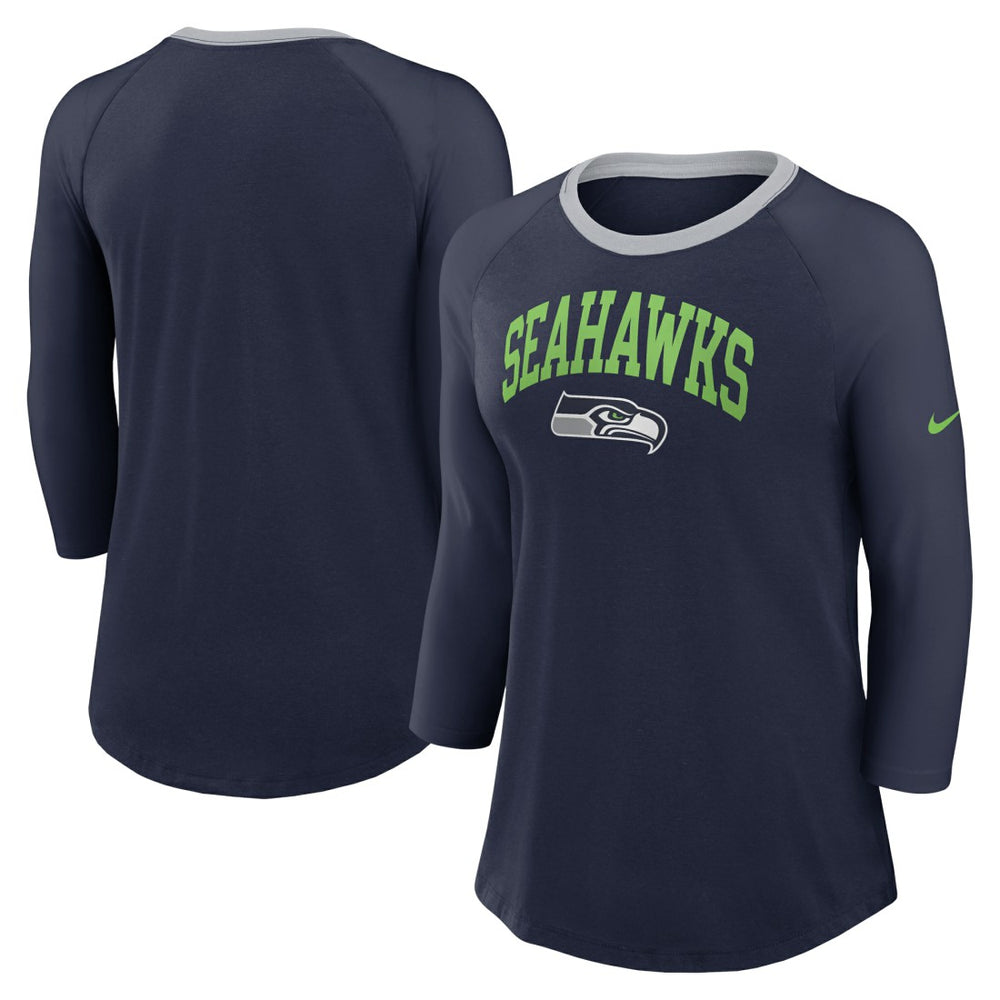 Women's 3/4 Sleeve Raglan Fashion Top - Seattle Seahawks