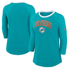 Women's 3/4 Sleeve Raglan Fashion Top - Miami Dolphins