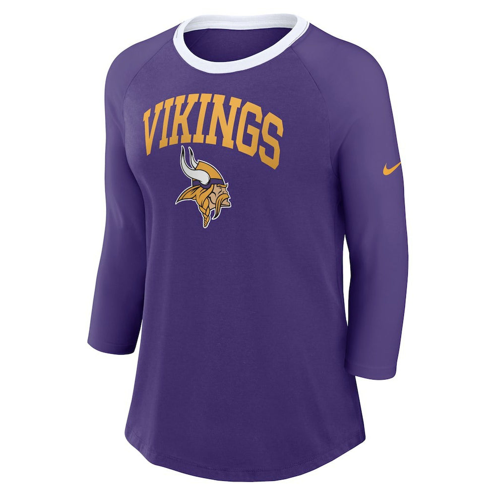 Women's 3/4 Sleeve Raglan Fashion Top - Minnesota Vikings