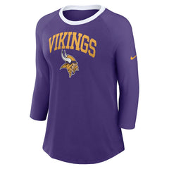 Women's 3/4 Sleeve Raglan Fashion Top - Minnesota Vikings