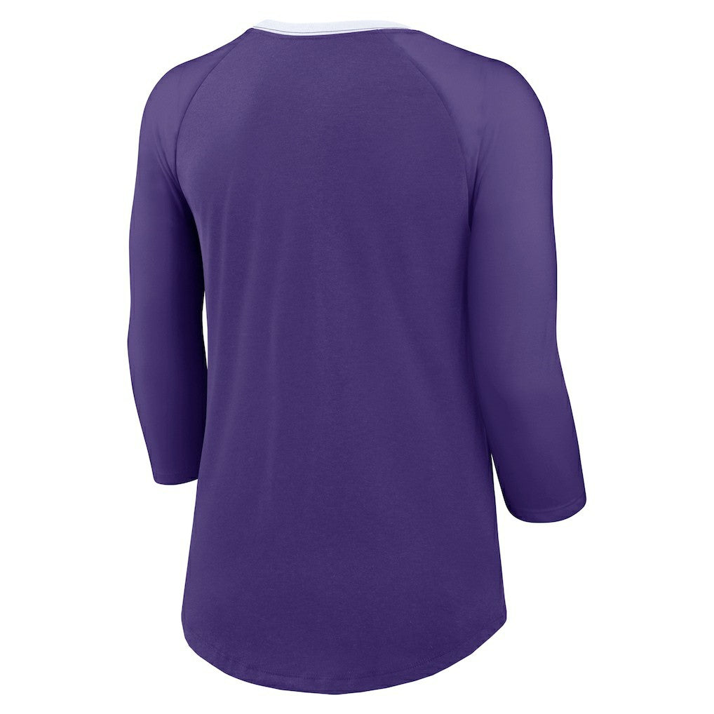 Women's 3/4 Sleeve Raglan Fashion Top - Minnesota Vikings