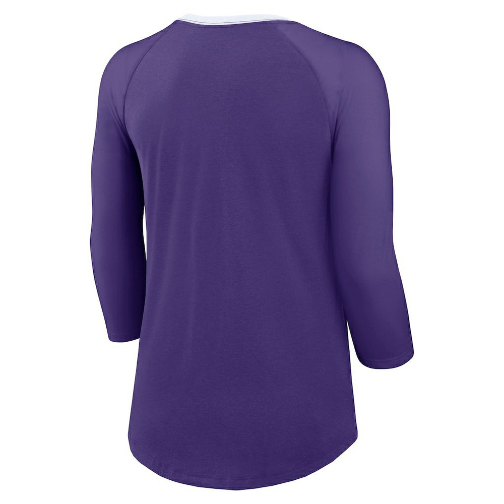 Women's 3/4 Sleeve Raglan Fashion Top - Minnesota Vikings