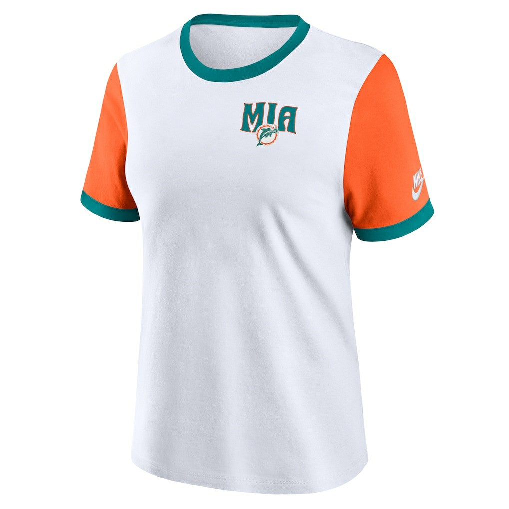 Women's Rewind Ringer T-Shirt - Miami Dolphins