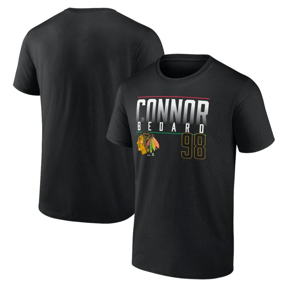 NHL Black Connor Bedard Chicago Blackhawks Fanatics Name & Number T-Shirt