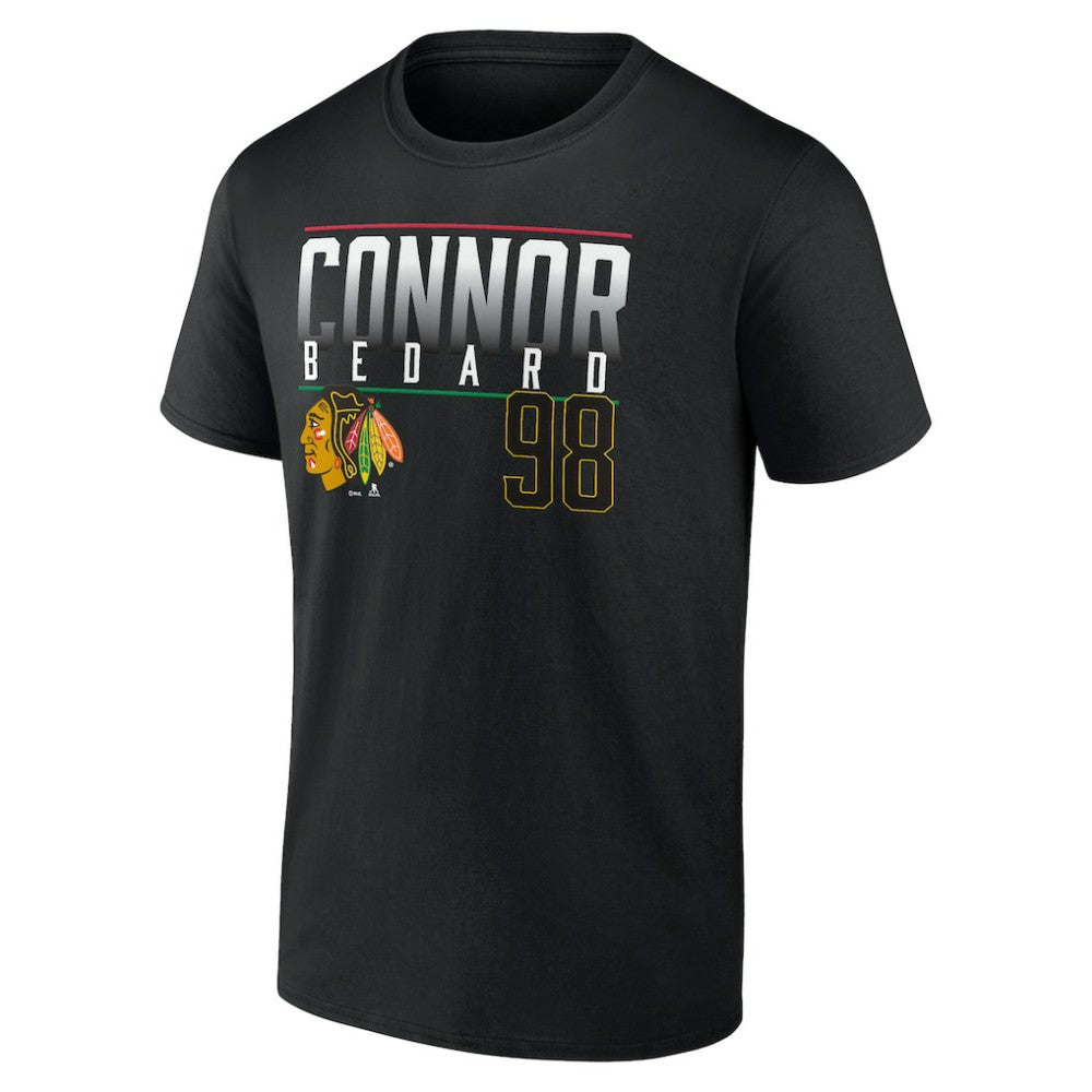 NHL Black Connor Bedard Chicago Blackhawks Fanatics Name & Number T-Shirt