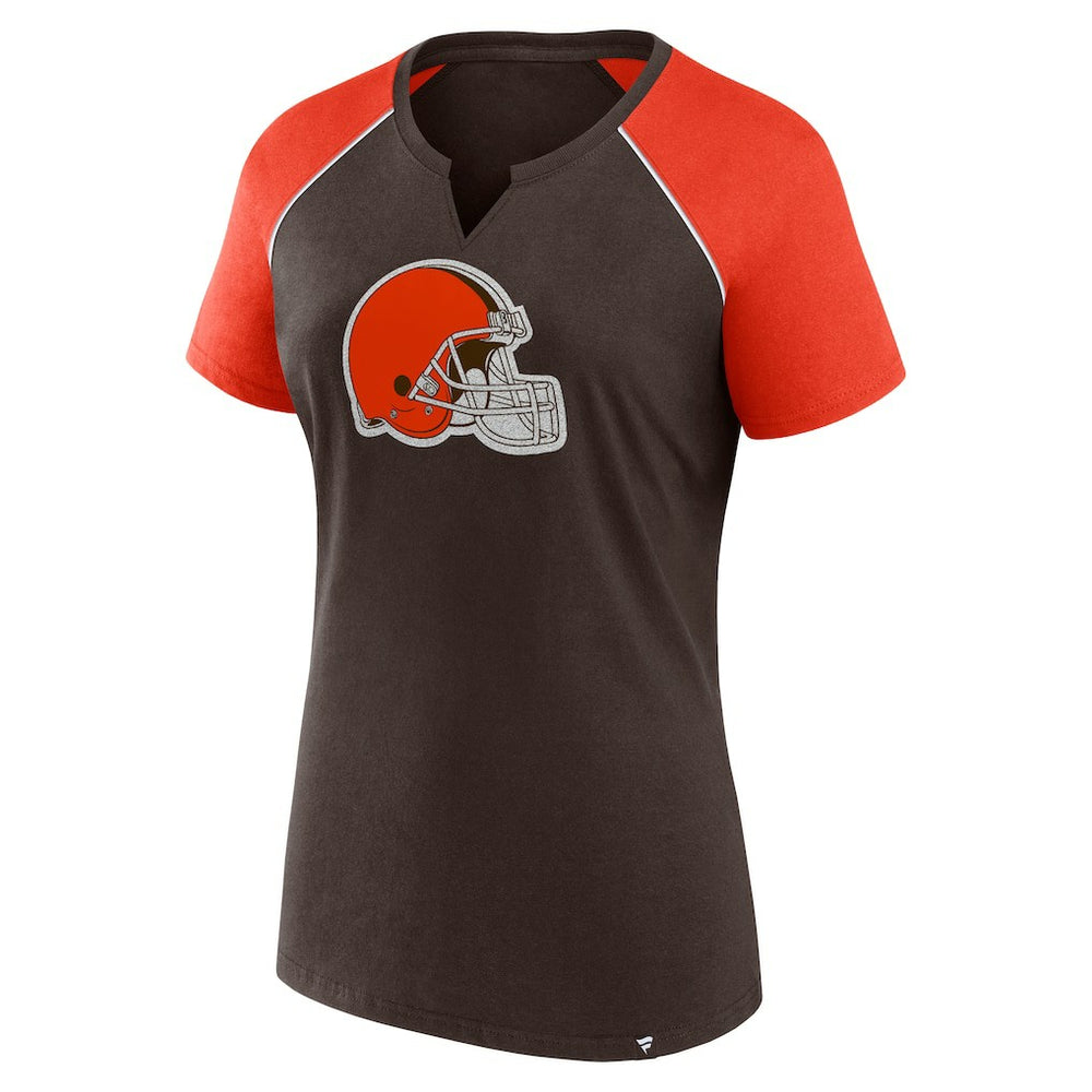 Women's Glittered Primary Raglan T-Shirt - Cleveland Browns