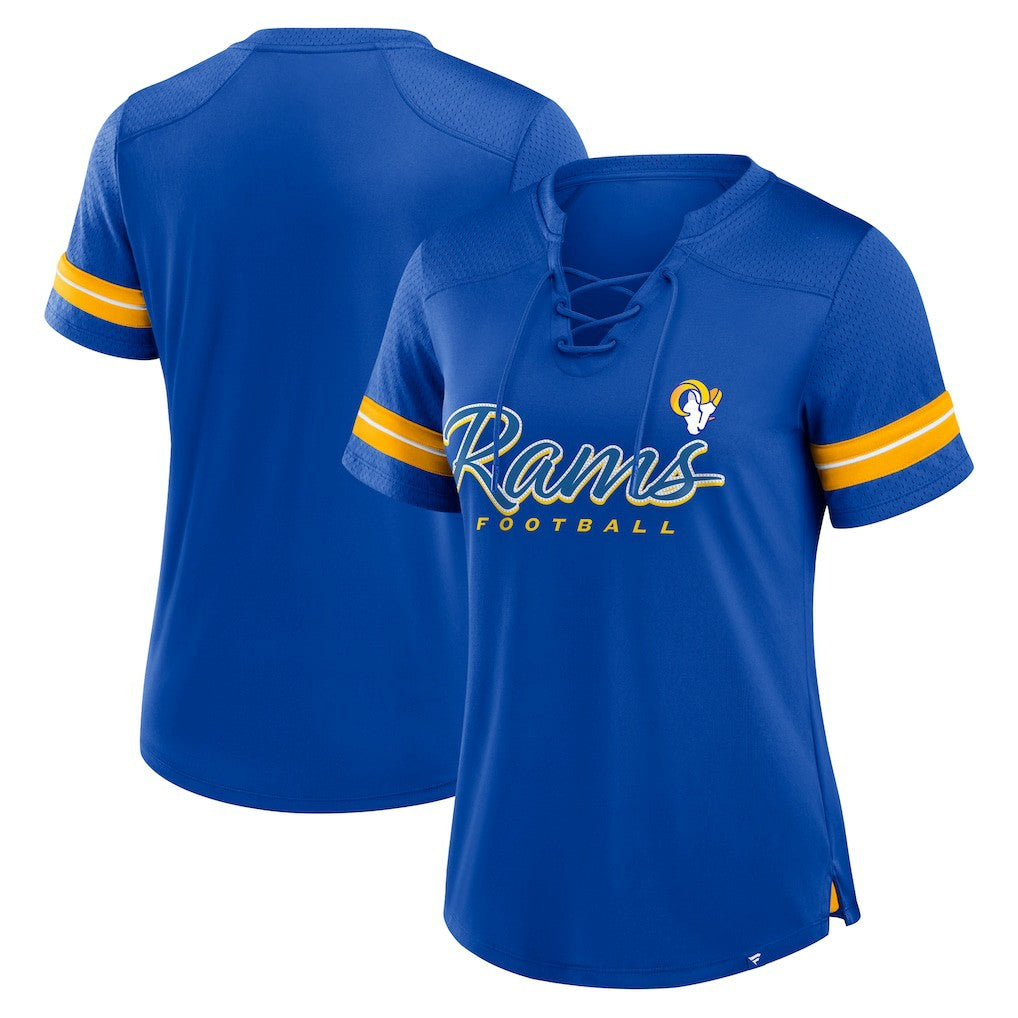 Women's Play Script Lace-Up T-Shirt - Los Angeles Rams