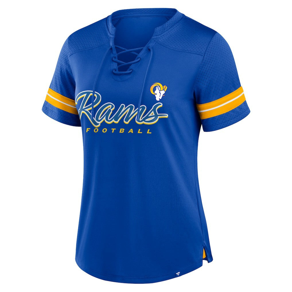 Women's Play Script Lace-Up T-Shirt - Los Angeles Rams