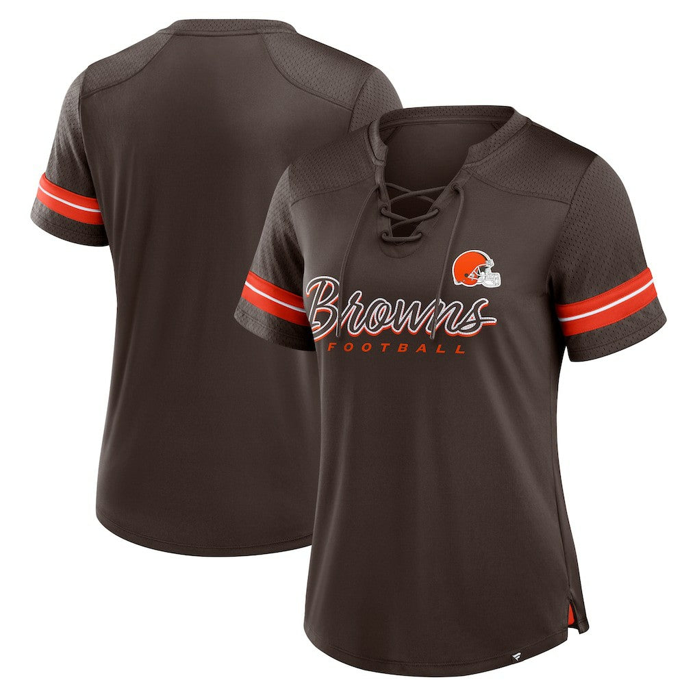 Women's Play Script Lace-Up T-Shirt - Cleveland Browns