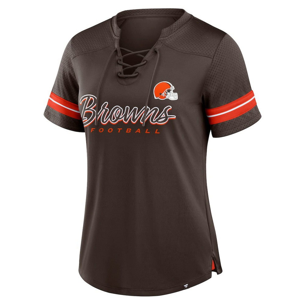 Women's Play Script Lace-Up T-Shirt - Cleveland Browns