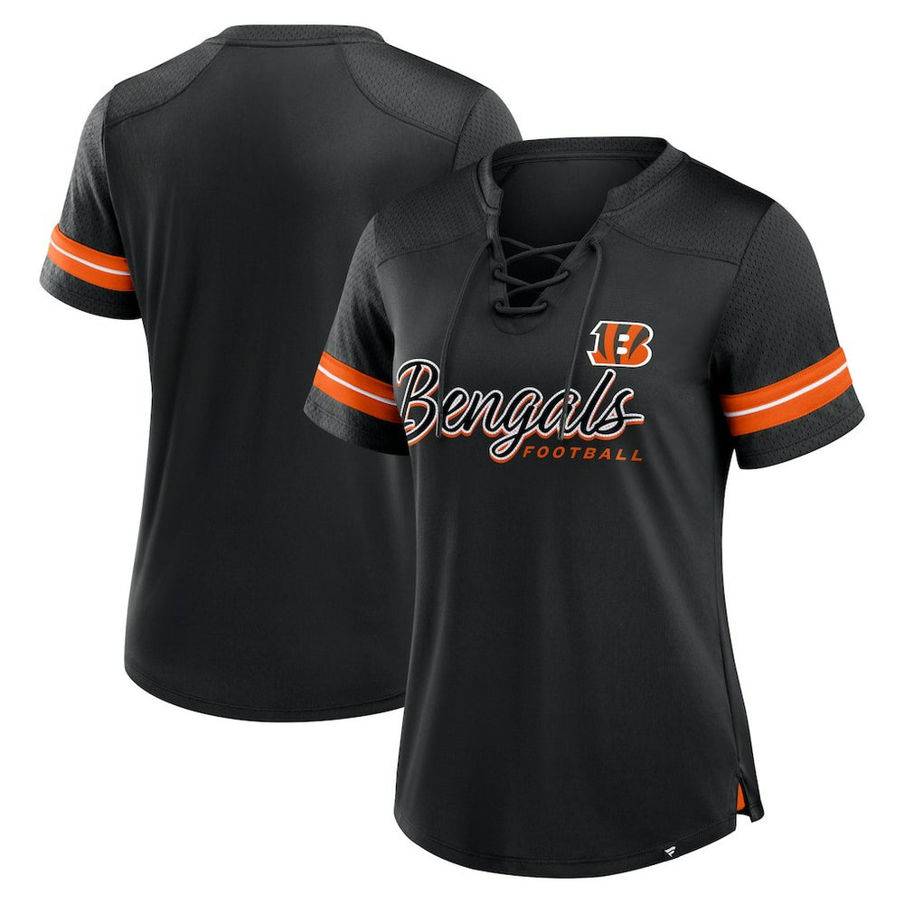 Women's Play Script Lace-Up T-Shirt - Cincinnati Bengals