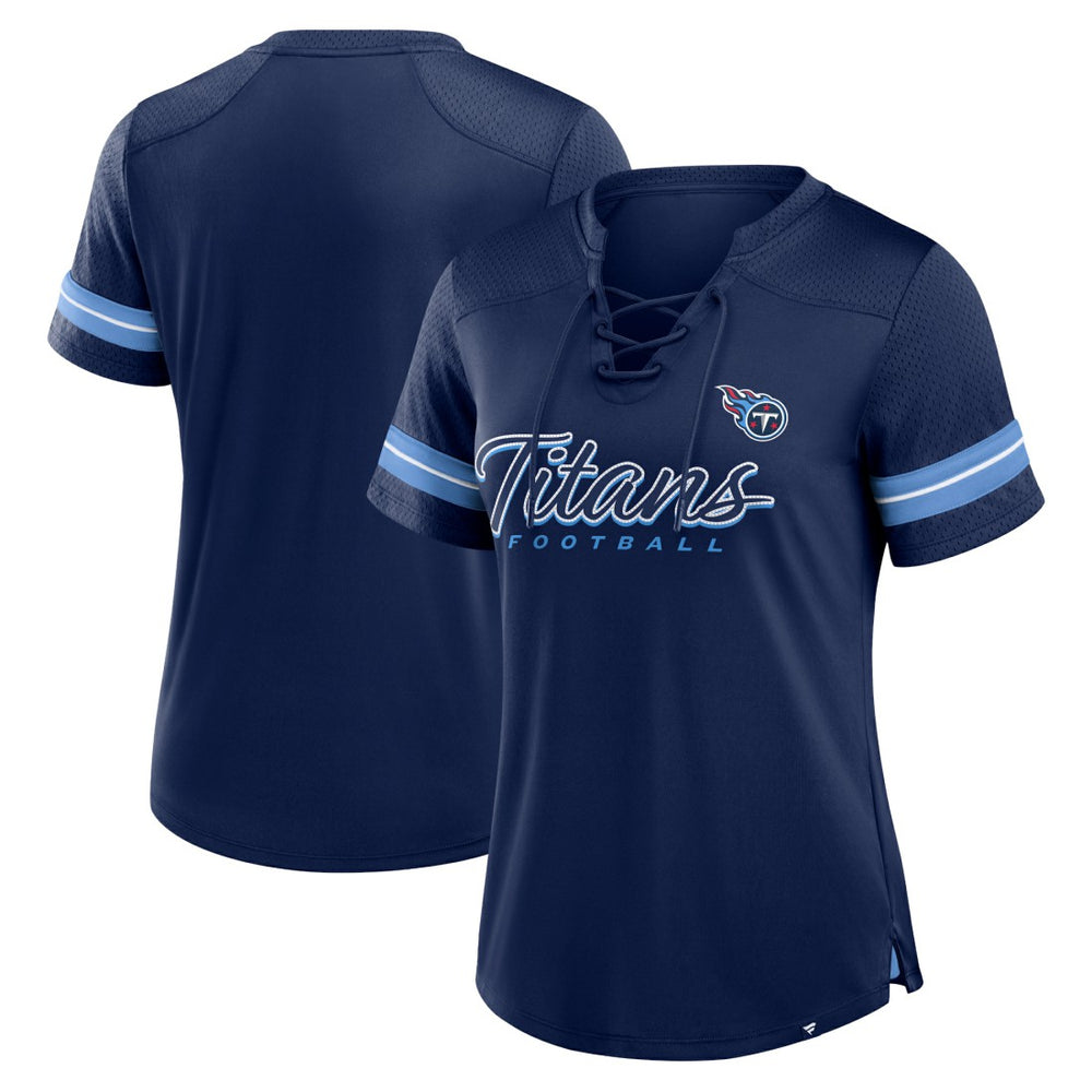 Women's Play Script Lace-Up T-Shirt - Tennessee Titans