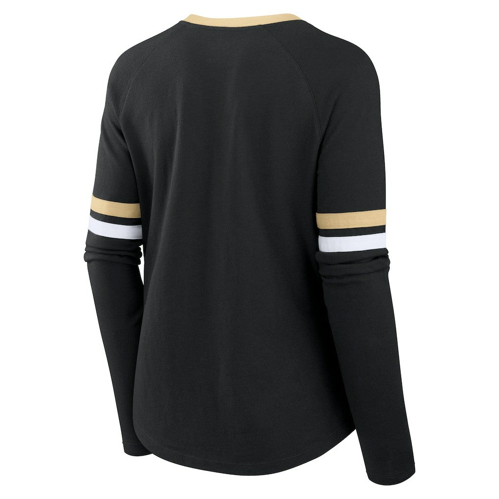 Women's Won and Done Lace-Up Long Sleeve Fashion Top - New Orleans Saints
