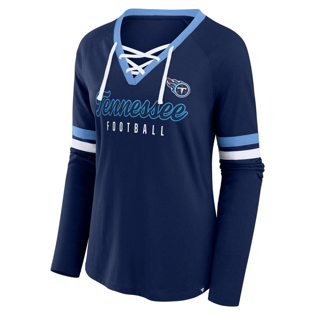 Women's Won and Done Lace-Up Long Sleeve Fashion Top - Tennessee Titans