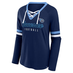 Women's Won and Done Lace-Up Long Sleeve Fashion Top - Tennessee Titans