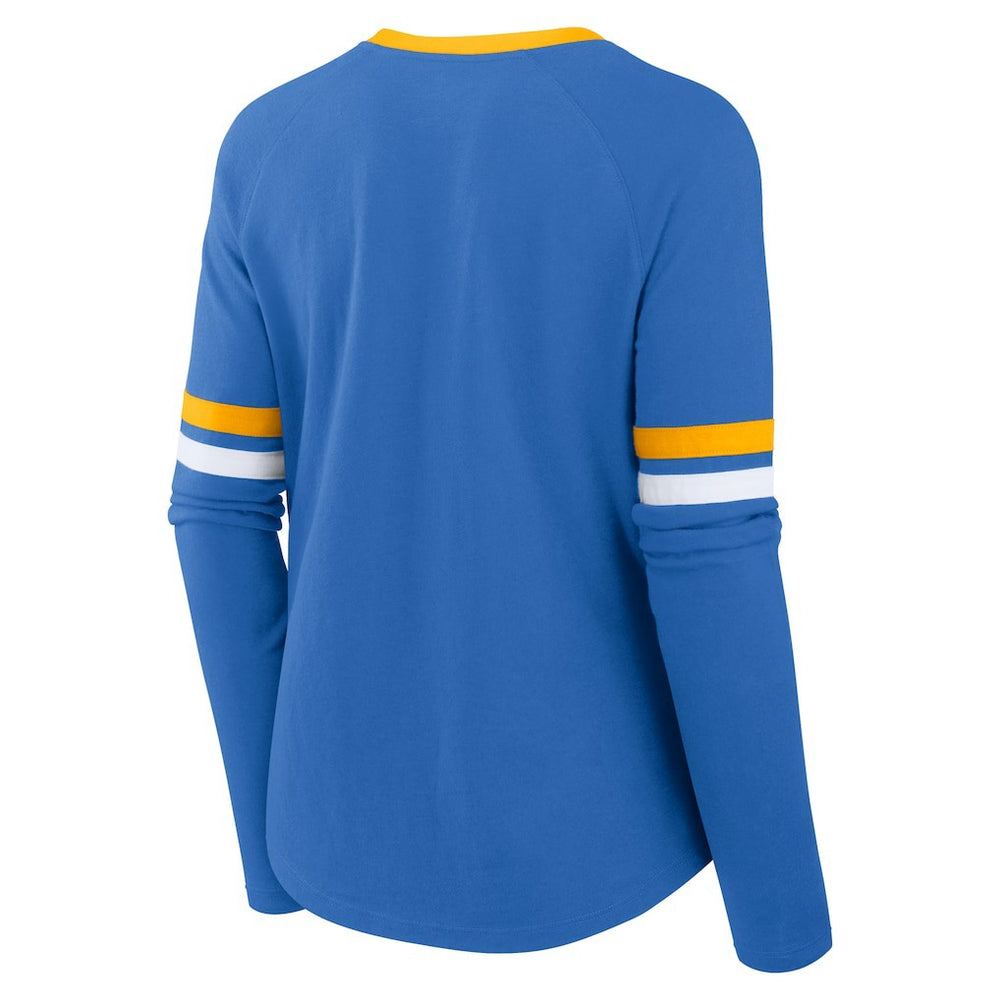 Women's Won and Done Lace-Up Long Sleeve Fashion Top - Los Angeles Chargers