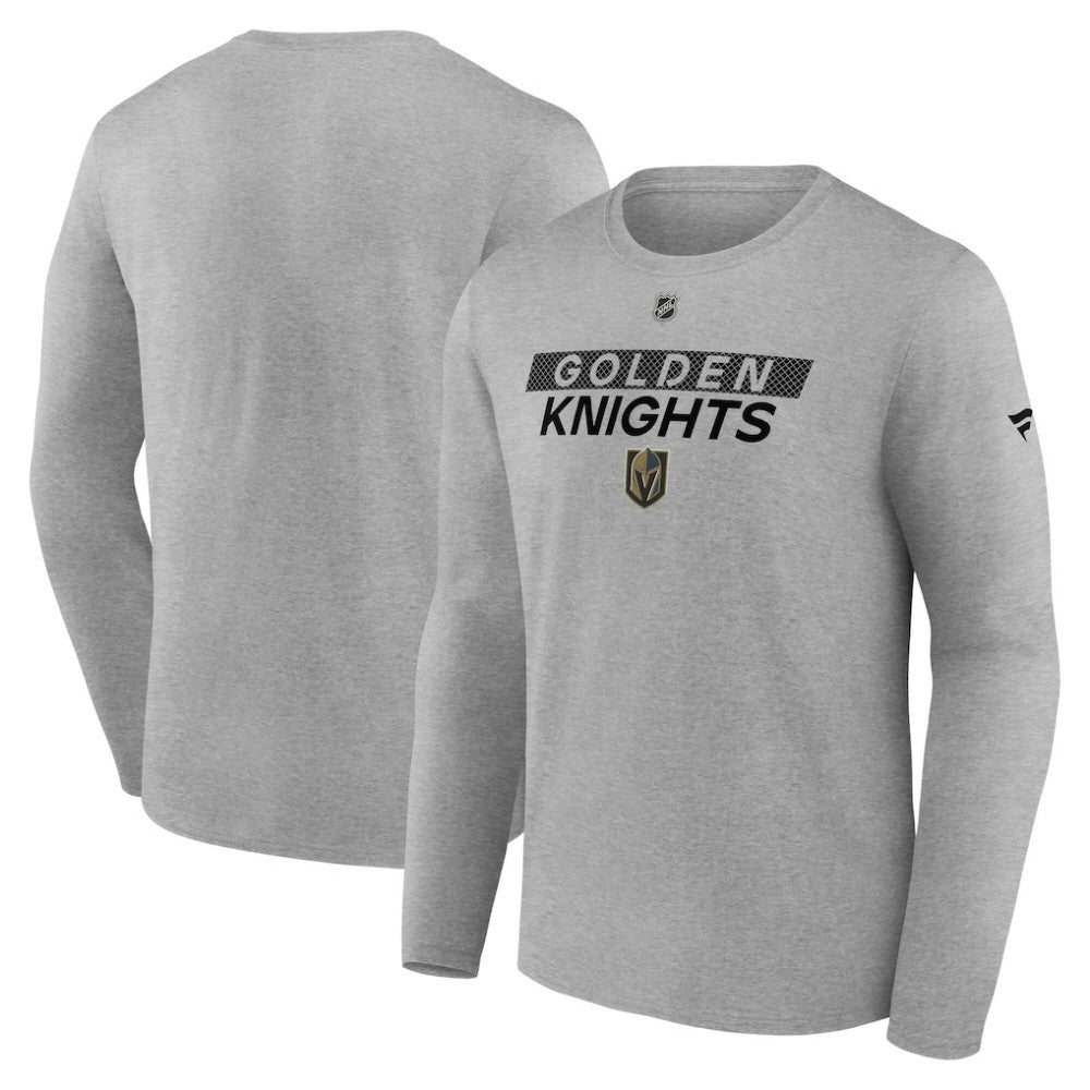 NHL Heather Gray Vegas Golden Knights Fanatics Authentic Pro Core Primary Long Sleeve T-Shirt