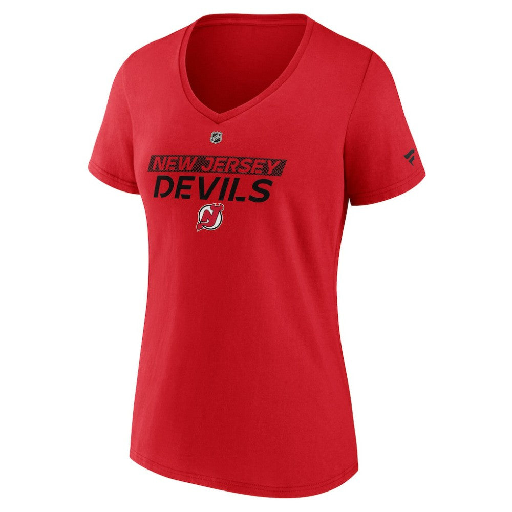 NHL Red New Jersey Devils Fanatics Women's Authentic Pro Core Primary V-Neck T-Shirt