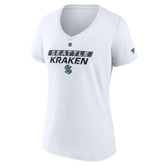 NHL White Seattle Kraken Fanatics Women's Authentic Pro Core Primary V-Neck T-Shirt