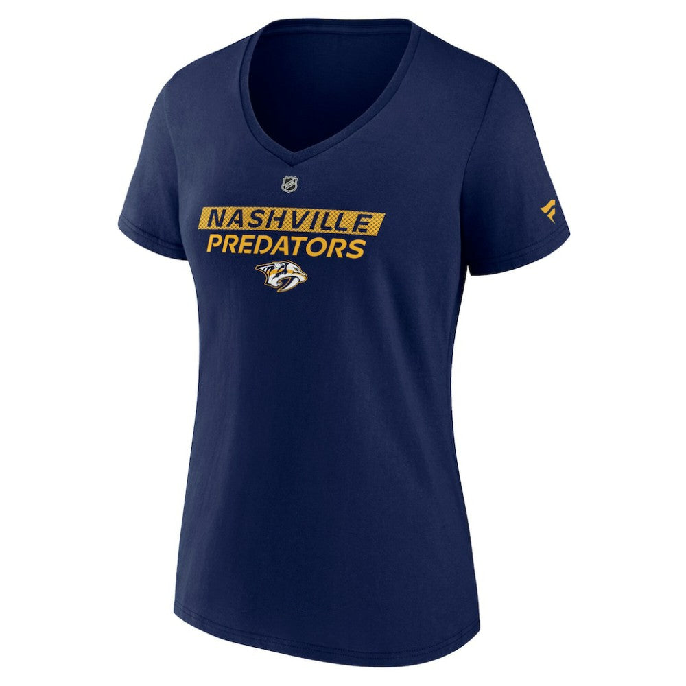 NHL Navy Nashville Predators Fanatics Women's Authentic Pro Core Primary V-Neck T-Shirt