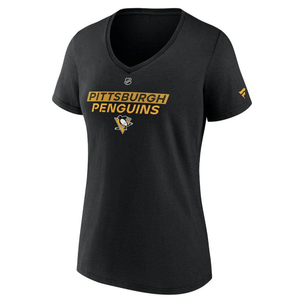 NHL Black Pittsburgh Penguins Fanatics Women's Authentic Pro Core Primary V-Neck T-Shirt