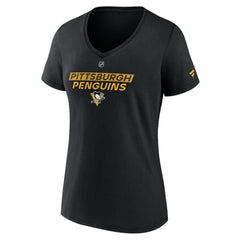 NHL Black Pittsburgh Penguins Fanatics Women's Authentic Pro Core Primary V-Neck T-Shirt