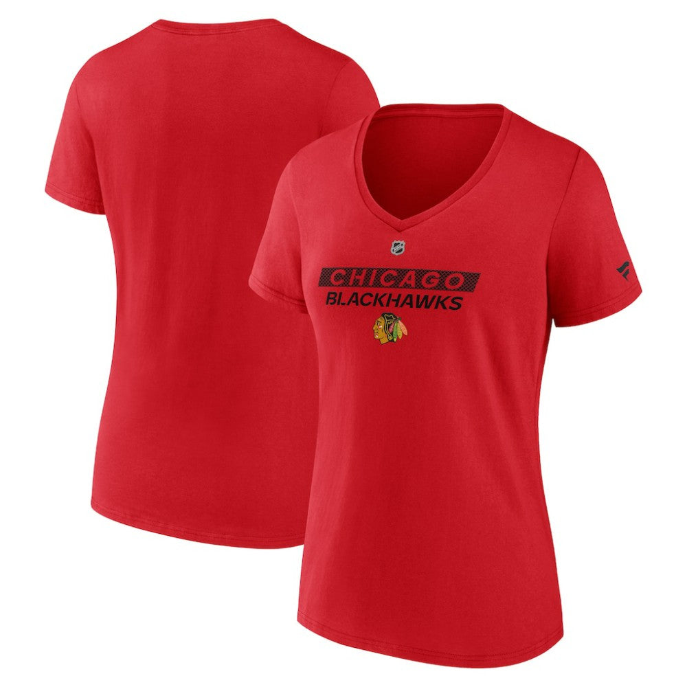 NHL Red Chicago Blackhawks Fanatics Women's Authentic Pro Core Primary V-Neck T-Shirt