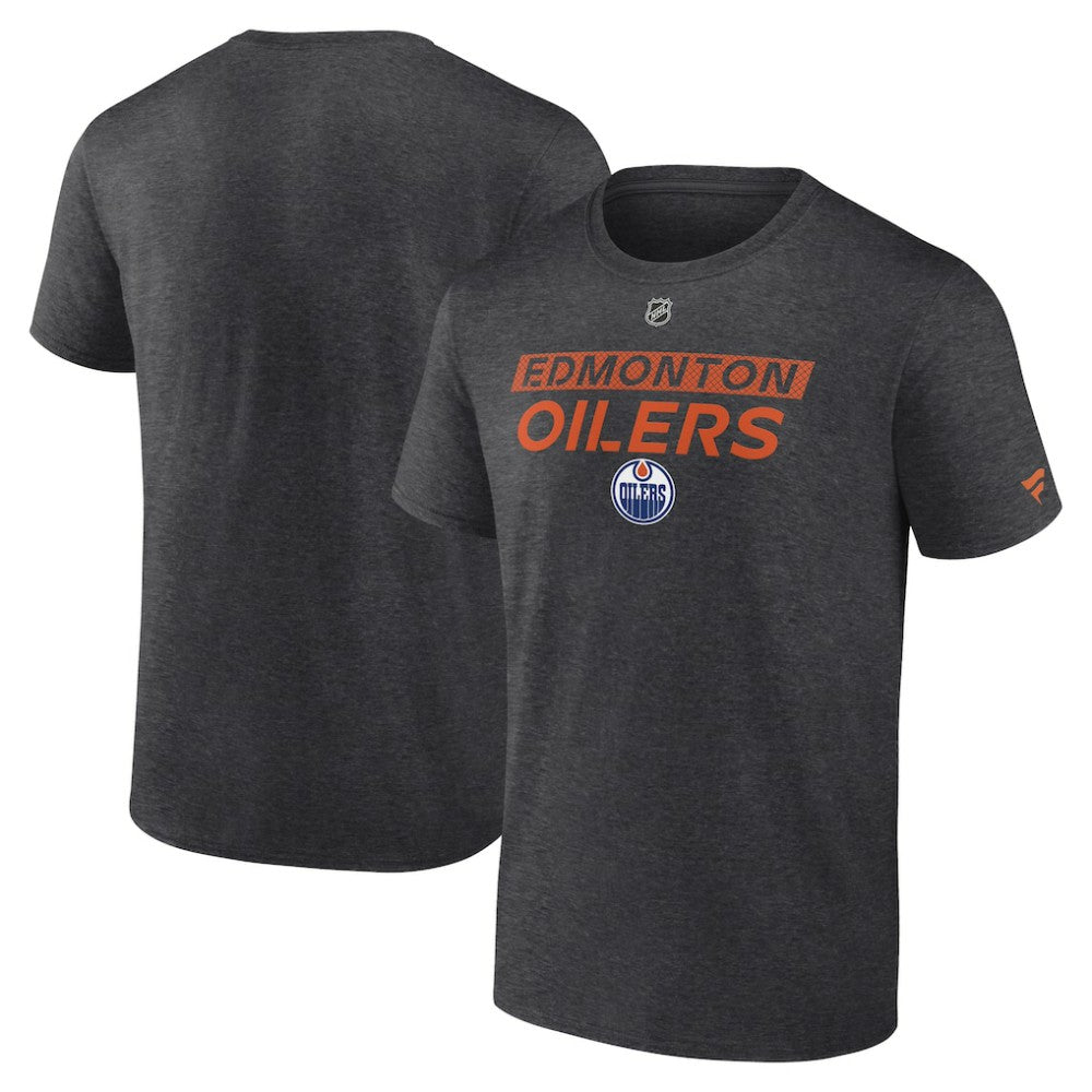 NHL Heather Charcoal Edmonton Oilers Fanatics Authentic Pro Core Primary T-Shirt