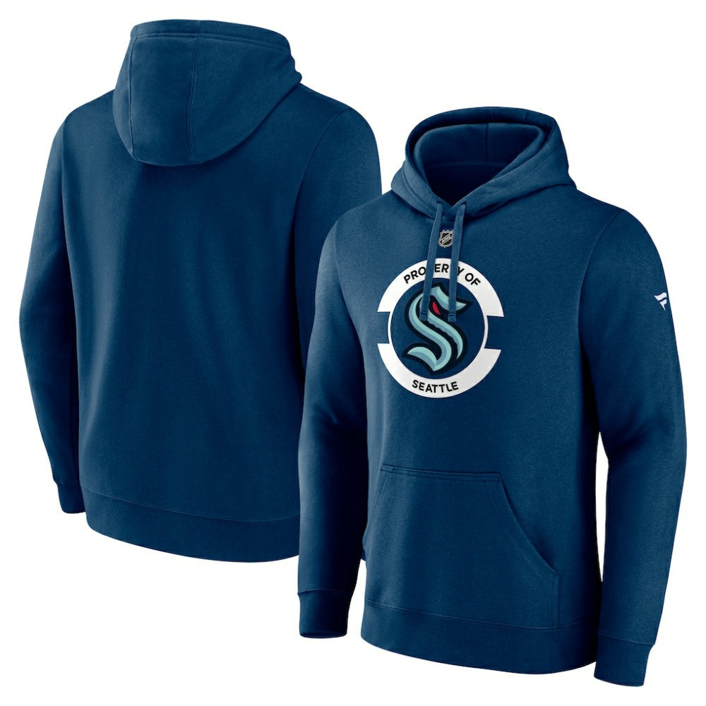 NHL Deep Sea Blue Seattle Kraken Fanatics Authentic Pro Core Secondary Fleece Pullover Hoodie