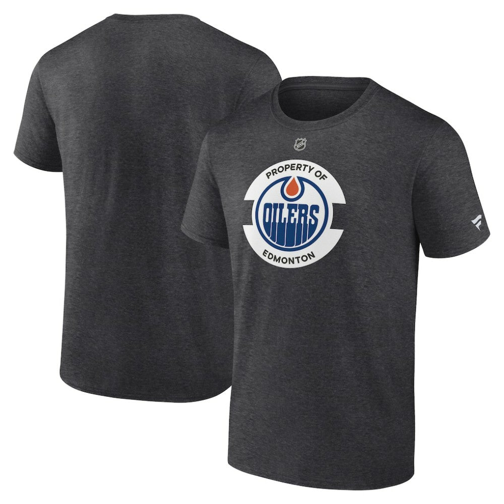 NHL Heather Charcoal Edmonton Oilers Fanatics Authentic Pro Core Secondary T-Shirt