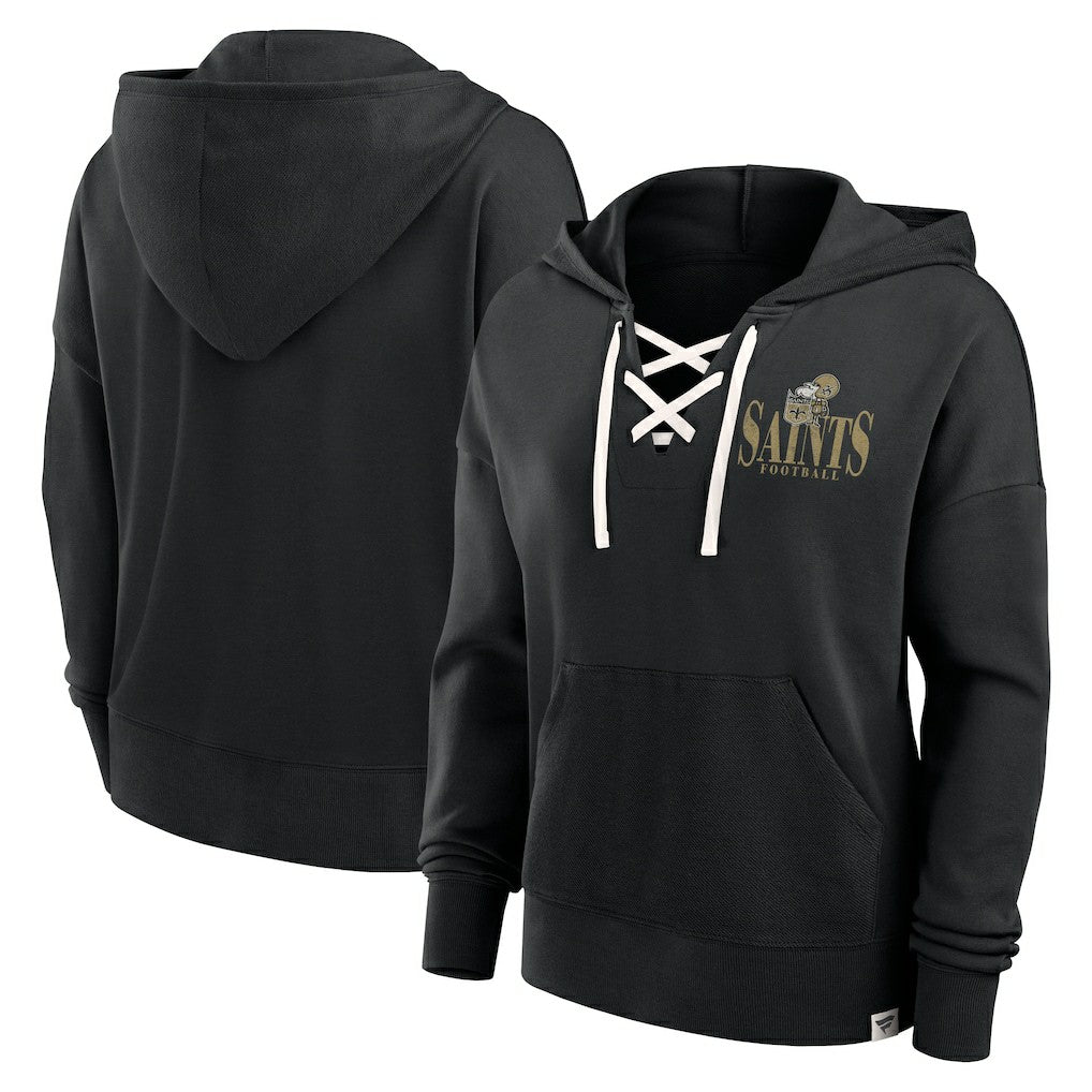 Women's Blitz Left Lace-Up Pullover Hoodie - New Orleans Saints