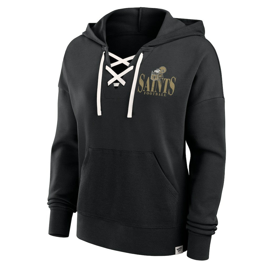 Women's Blitz Left Lace-Up Pullover Hoodie - New Orleans Saints