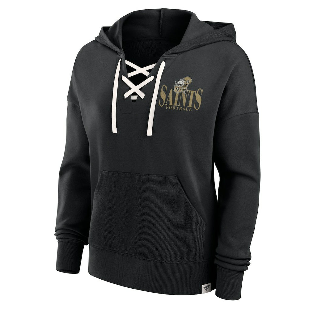 Women's Blitz Left Lace-Up Pullover Hoodie - New Orleans Saints