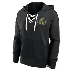 Women's Blitz Left Lace-Up Pullover Hoodie - New Orleans Saints
