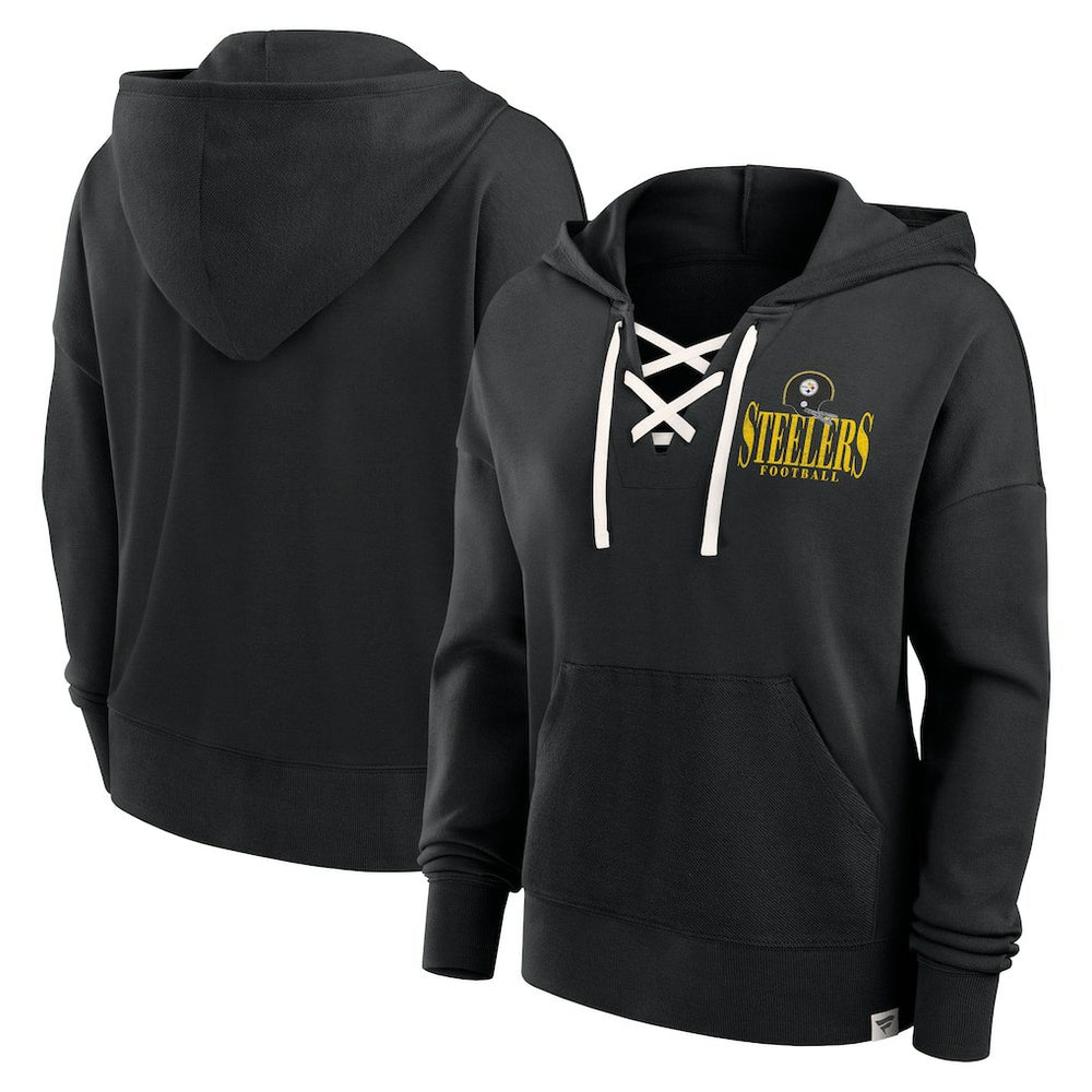Women's Blitz Left Lace-Up Pullover Hoodie - Pittsburgh Steelers