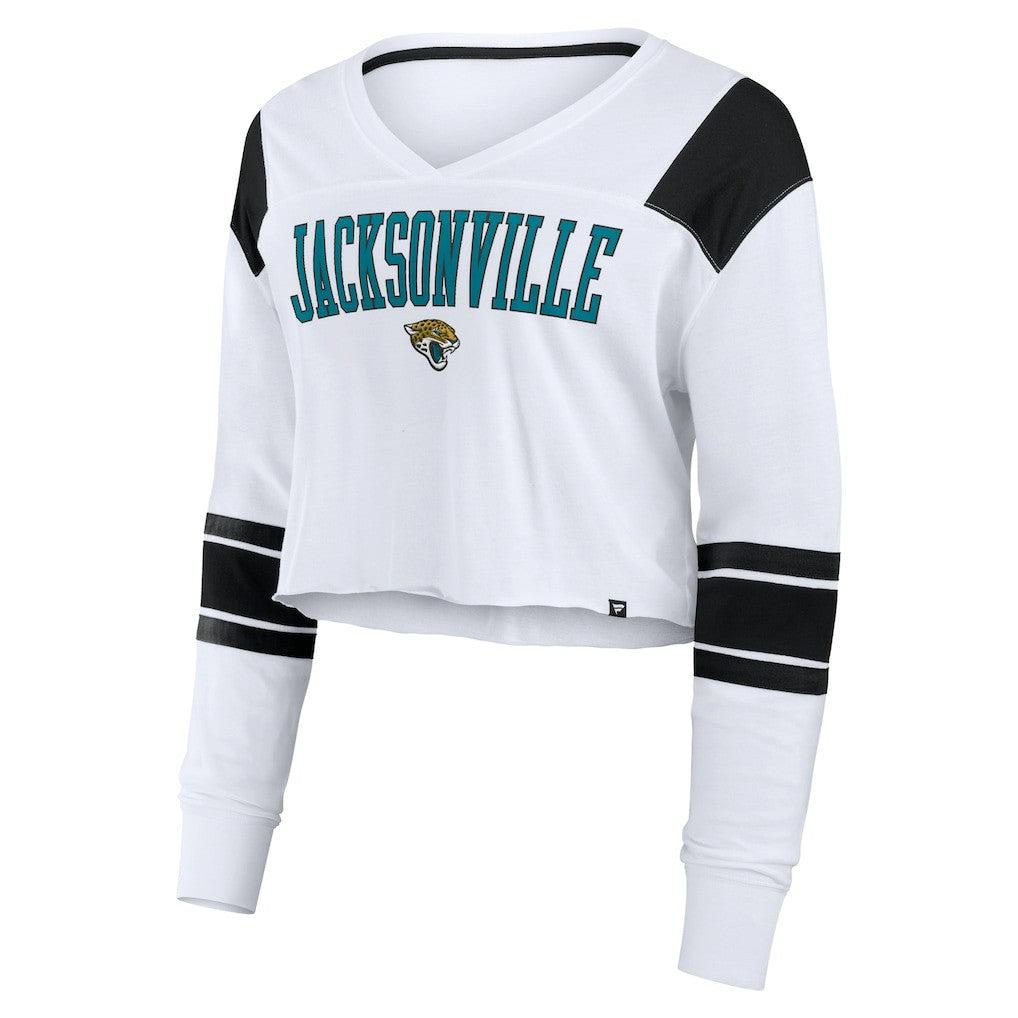 Women's Stretch Cropped Fashion Long Sleeve T-Shirt - Jacksonville Jaguars