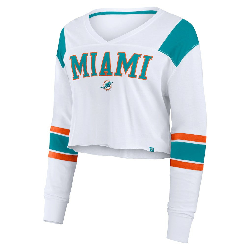 Women's Stretch Cropped Fashion Long Sleeve T-Shirt - Miami Dolphins