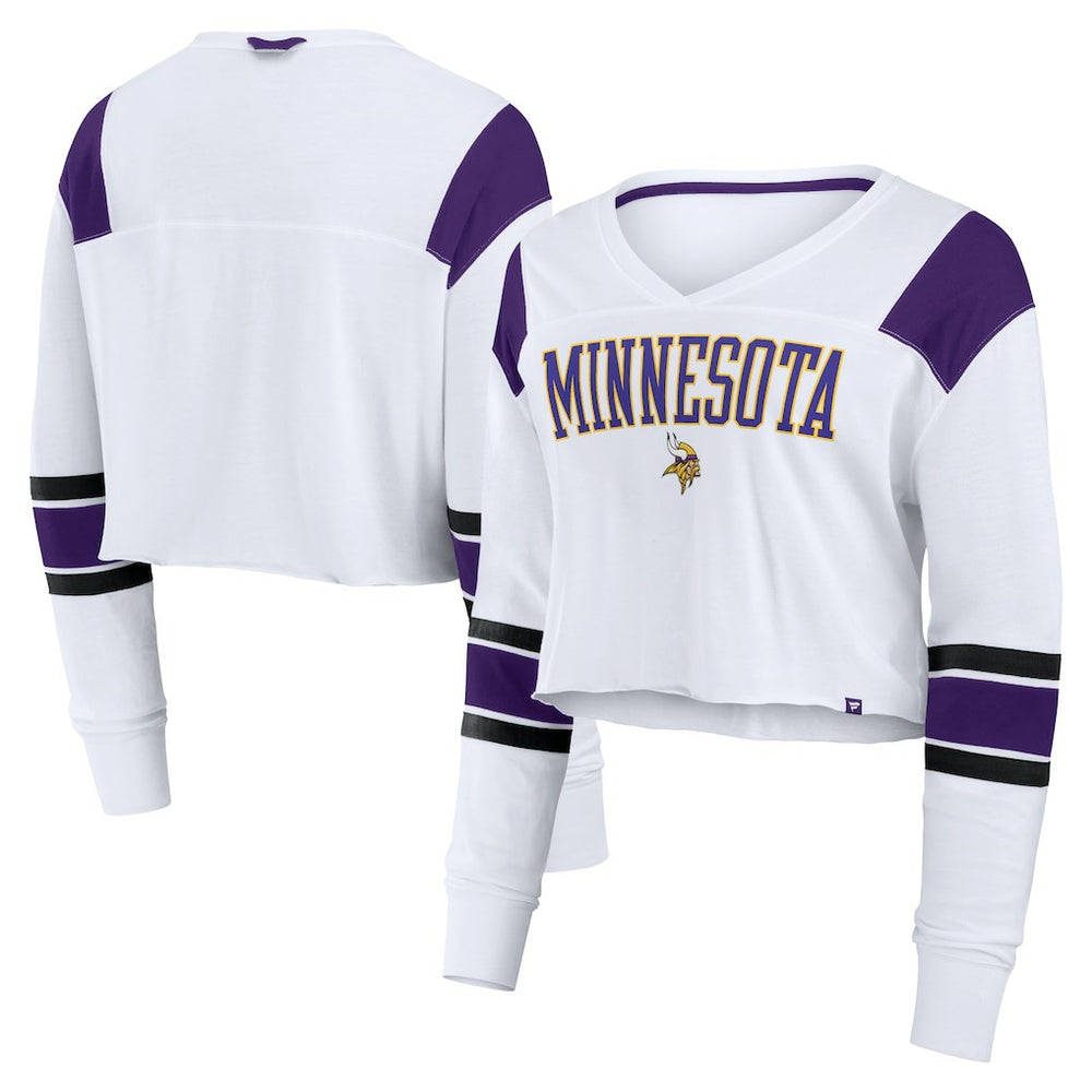 Women's Stretch Cropped Fashion Long Sleeve T-Shirt - Minnesota Vikings