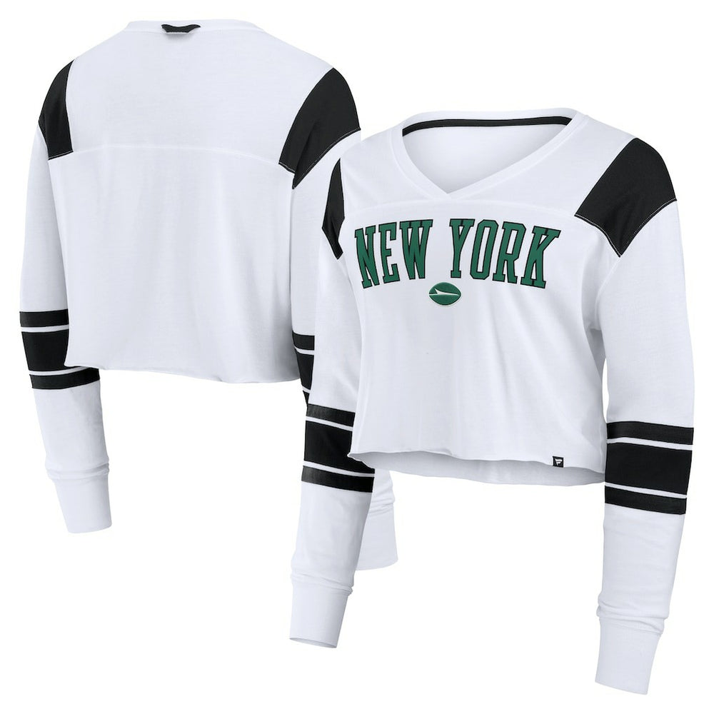 Women's Stretch Cropped Fashion Long Sleeve T-Shirt - New York Jets