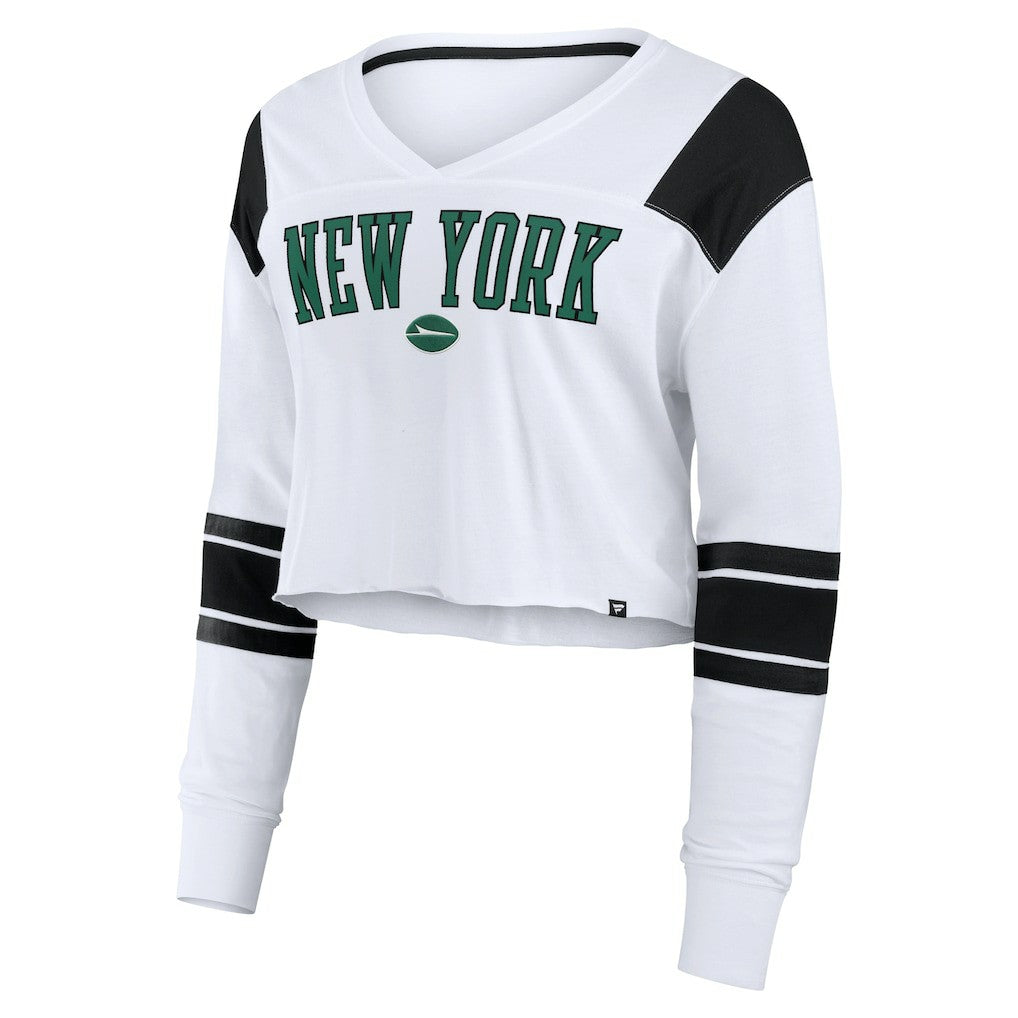Women's Stretch Cropped Fashion Long Sleeve T-Shirt - New York Jets