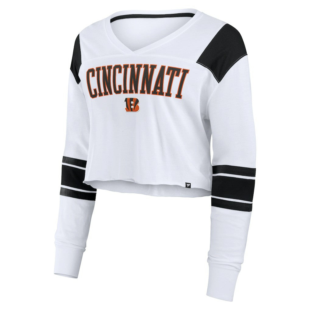 Women's Stretch Cropped Fashion Long Sleeve T-Shirt - Cincinnati Bengals