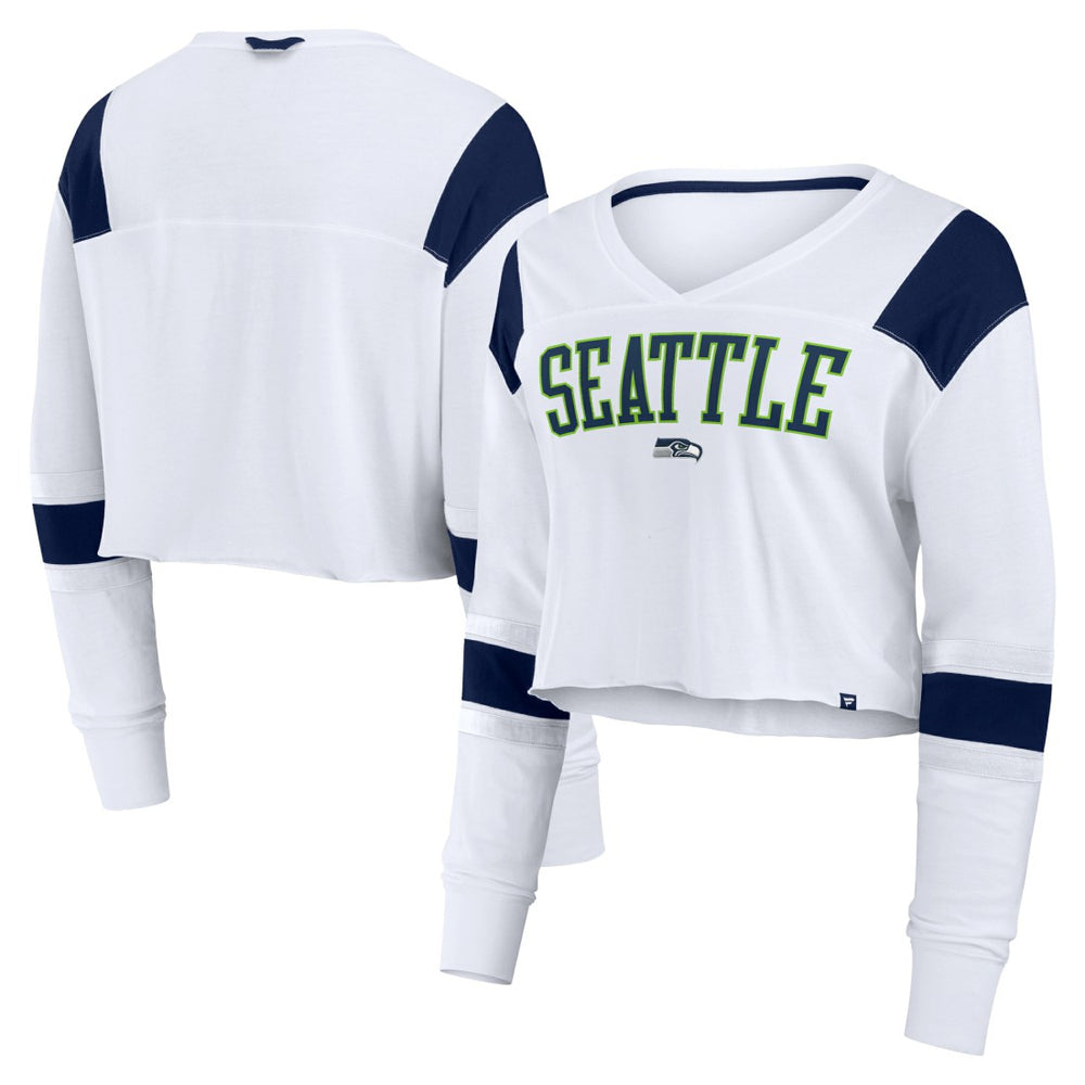 Women's Stretch Cropped Fashion Long Sleeve T-Shirt - Seattle Seahawks