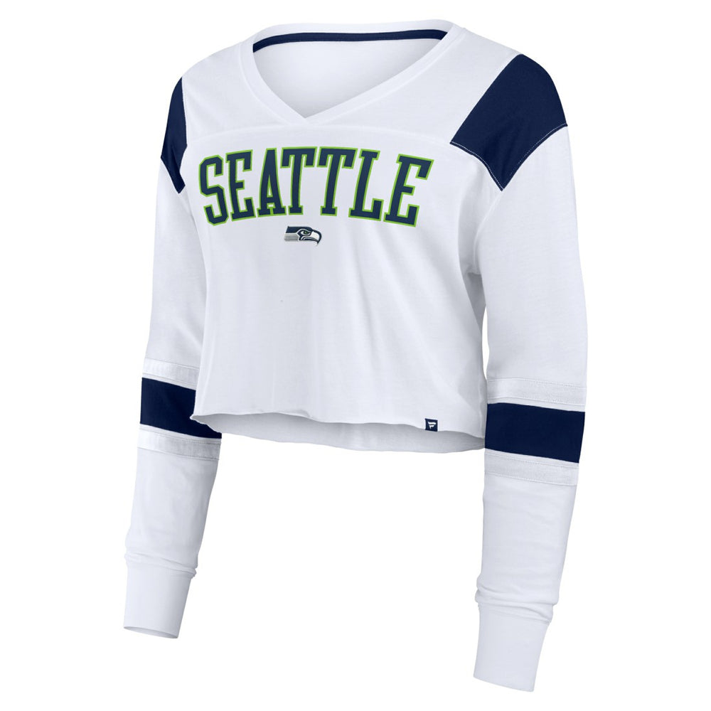 Women's Stretch Cropped Fashion Long Sleeve T-Shirt - Seattle Seahawks