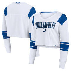 Women's Stretch Cropped Fashion Long Sleeve T-Shirt - Indianapolis Colts