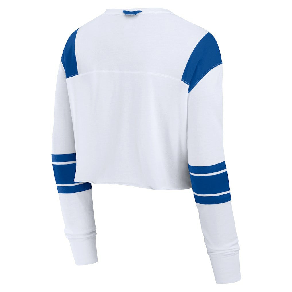 Women's Stretch Cropped Fashion Long Sleeve T-Shirt - Indianapolis Colts