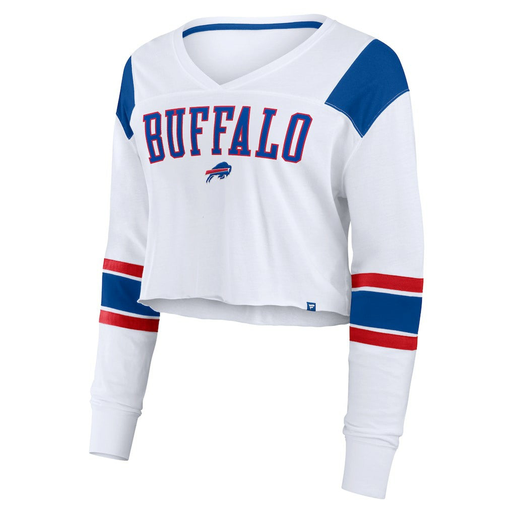 Women's Stretch Cropped Fashion Long Sleeve T-Shirt - Buffalo Bills