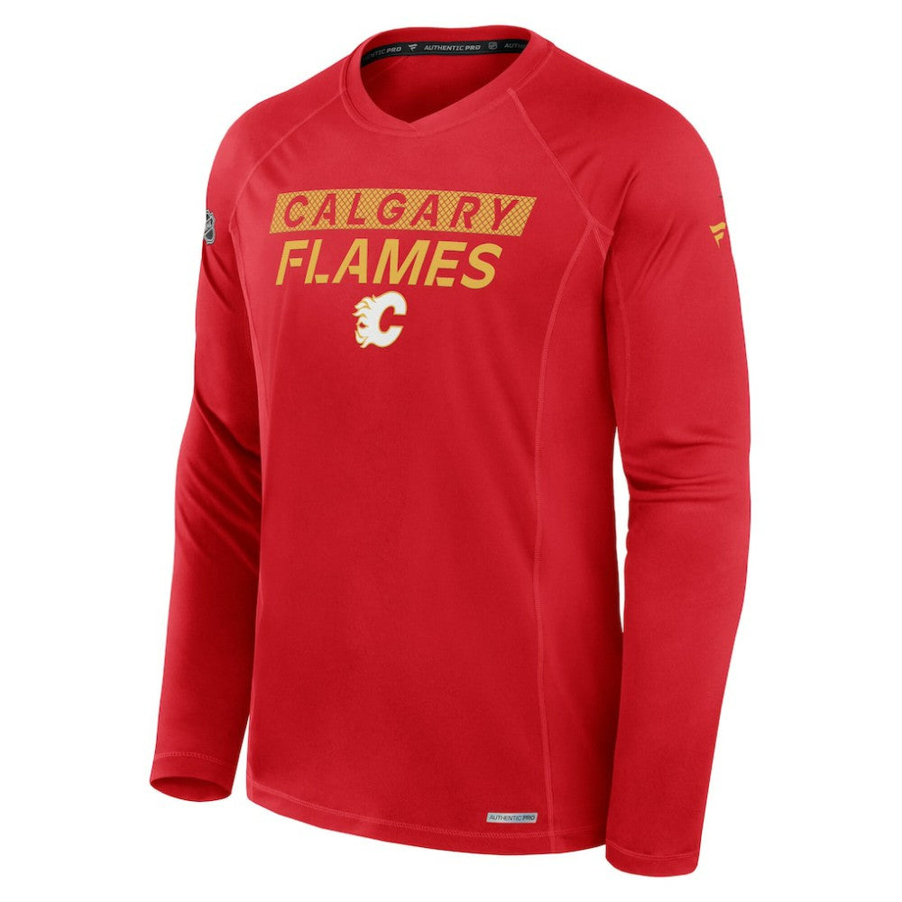 NHL Red Calgary Flames Fanatics Authentic Pro Rink Tech Long Sleeve T-Shirt
