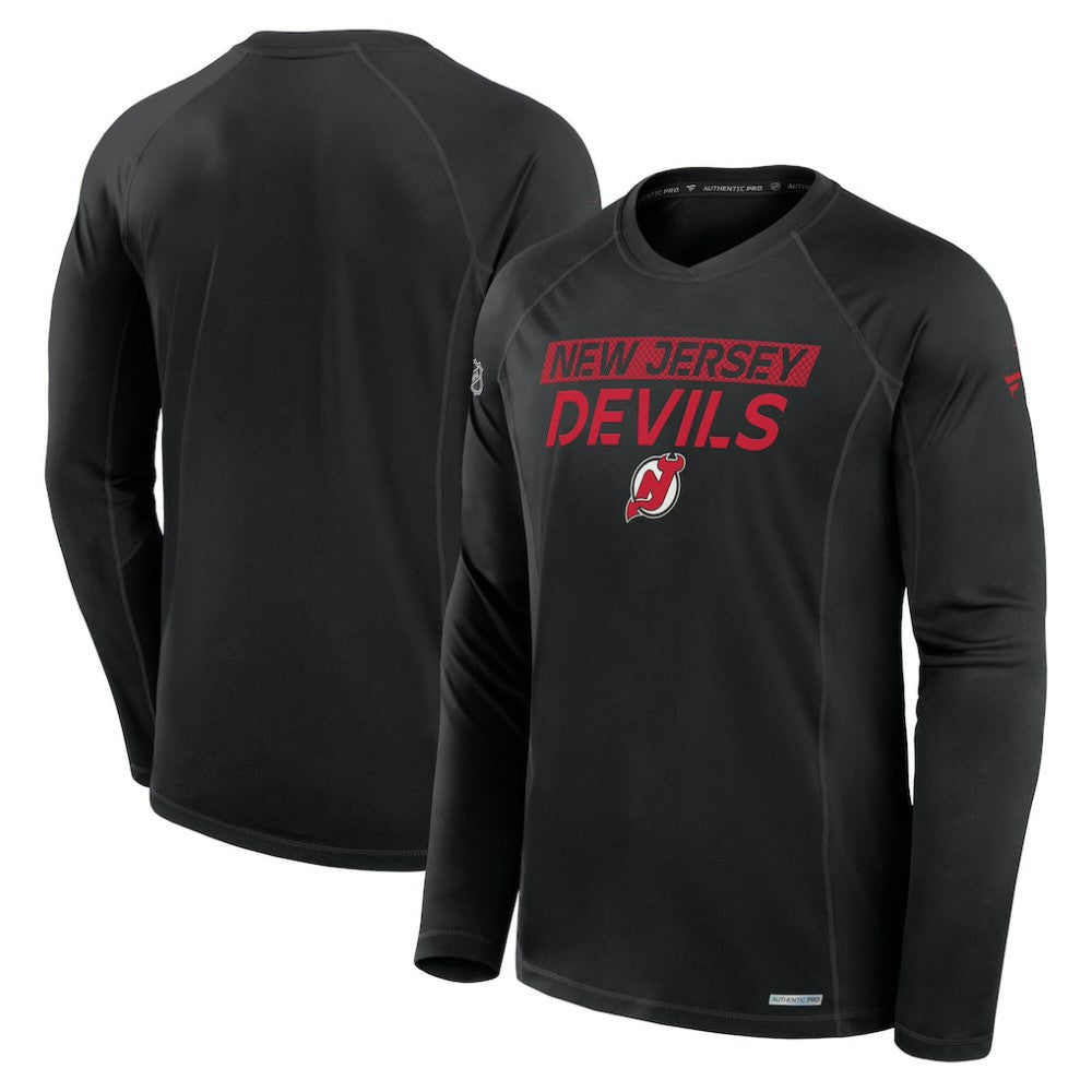 NHL Black New Jersey Devils Fanatics Authentic Pro Rink Tech Long Sleeve T-Shirt