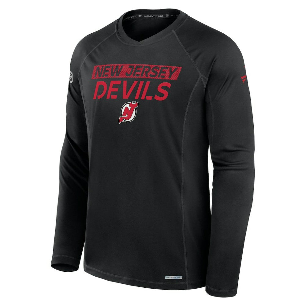 NHL Black New Jersey Devils Fanatics Authentic Pro Rink Tech Long Sleeve T-Shirt