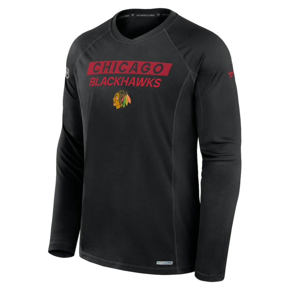 NHL Black Chicago Blackhawks Fanatics Authentic Pro Rink Tech Long Sleeve T-Shirt